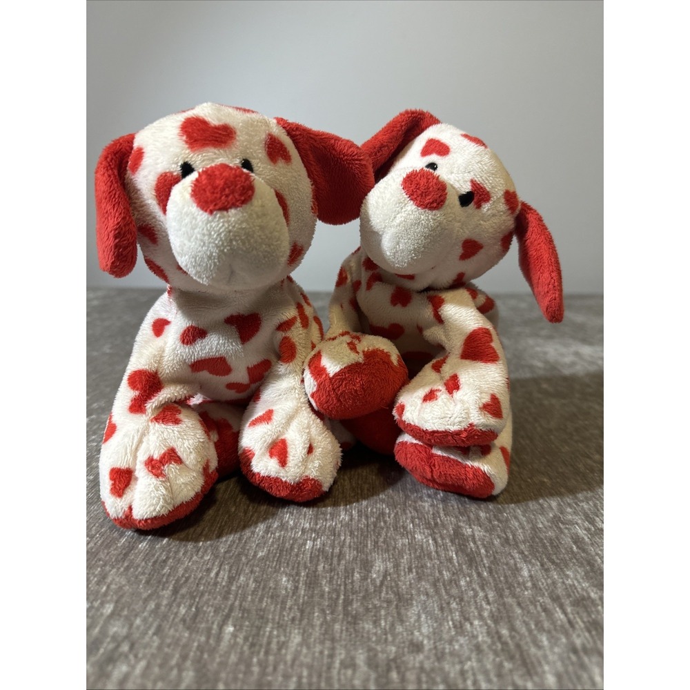 Ty 2010 Tylux Plush‎ Red Hearts Valentines Red Nose Dog Lot 2